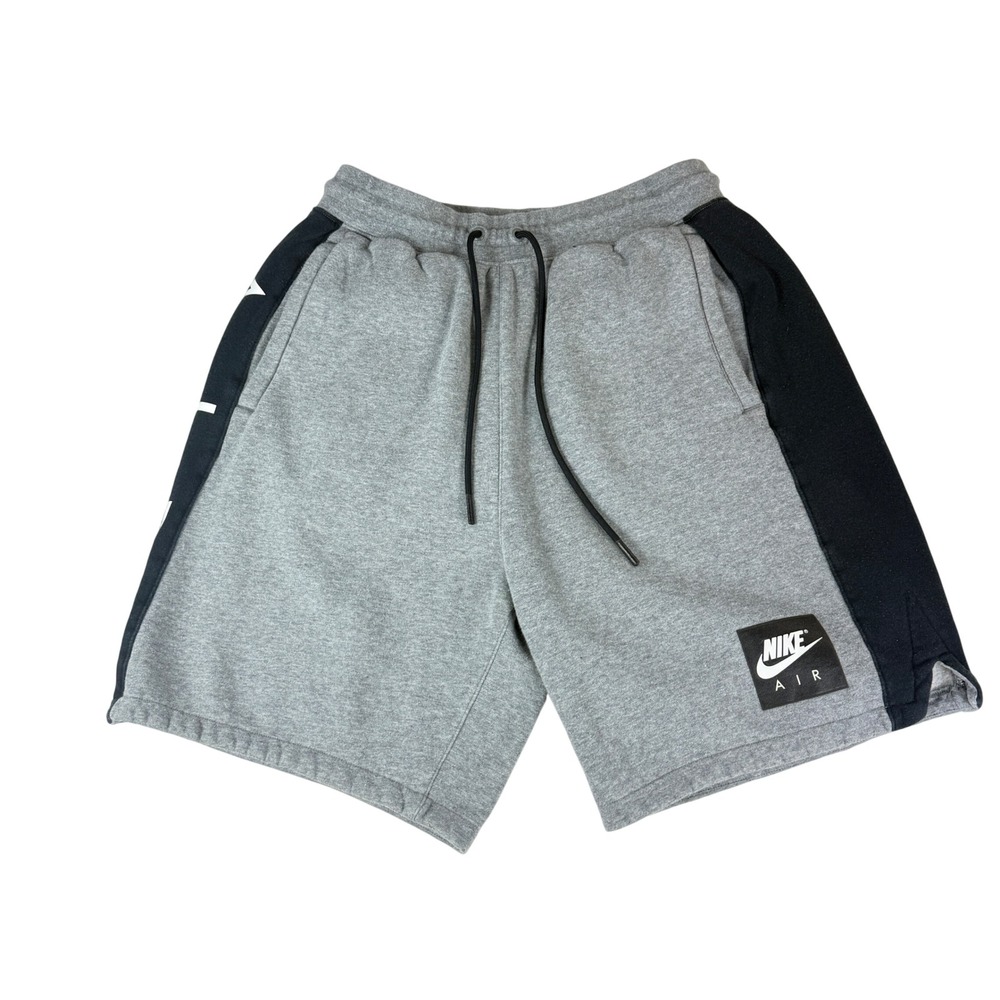 Nike Mens Medium Fleece Shorts Grey Black Zip Pockets Air Casual Athleisure